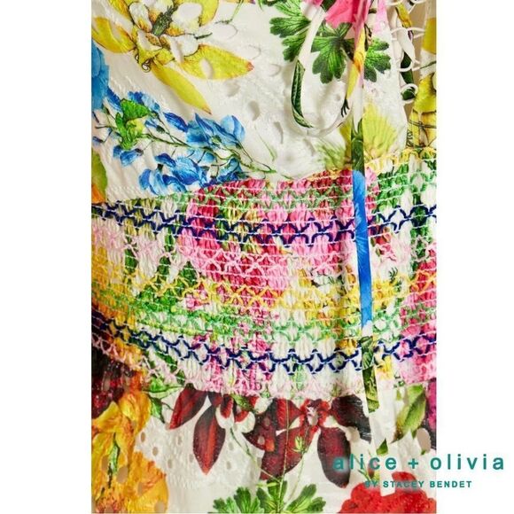 Alice + Olivia **NWT** Crawford Smocked Floral Sweetheart Mini Dress - Picture 11 of 16